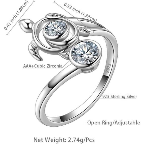 Adjustable Turtle Spiral Ring Aurora Tears Turtle Celtic 925 Sterling Silver - Picture 6 of 8